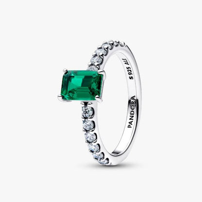 Anello Taglio Baguette Verde