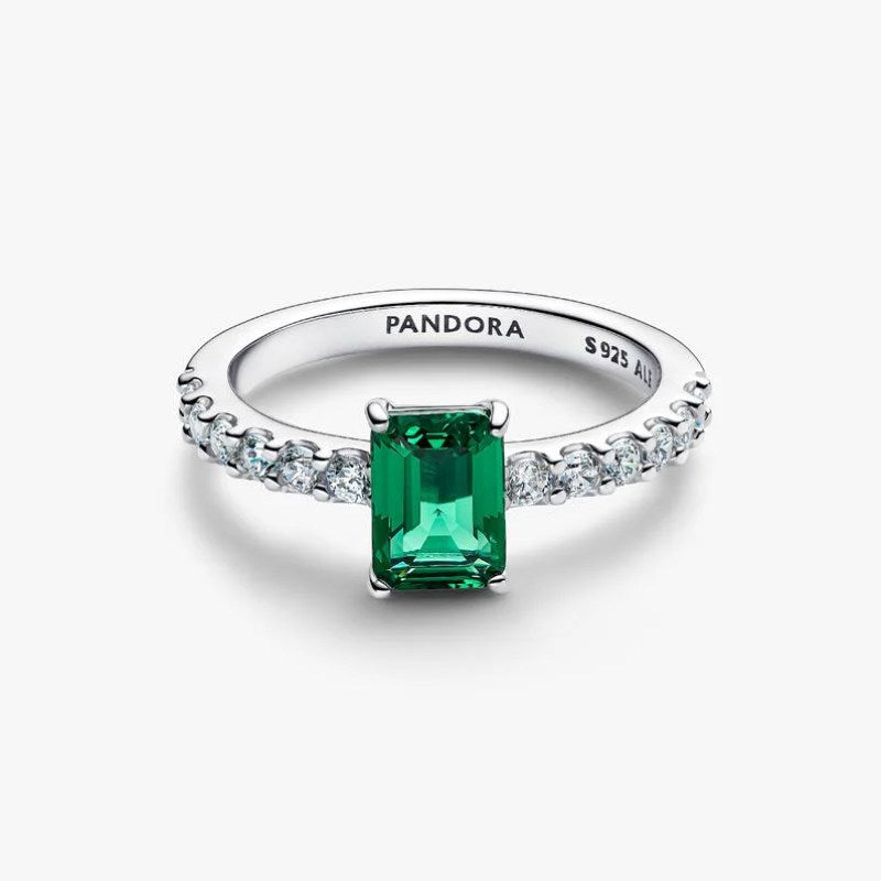 Anello Taglio Baguette Verde