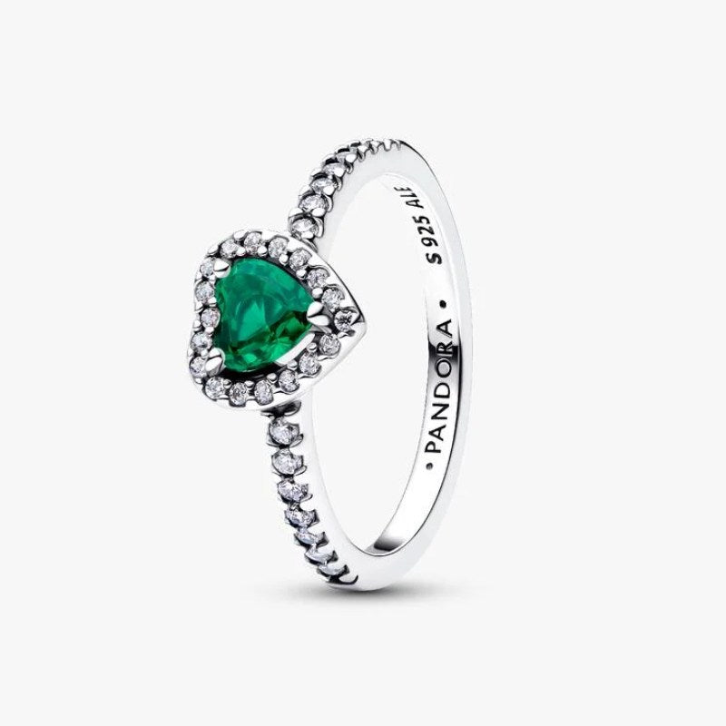 Anello Cuore in Rilievo Verde Scuro