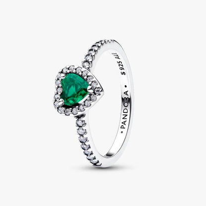 Anello Cuore in Rilievo Verde Scuro