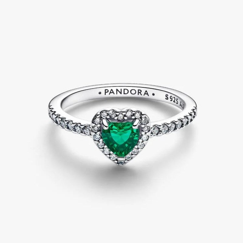 Anello Cuore in Rilievo Verde Scuro