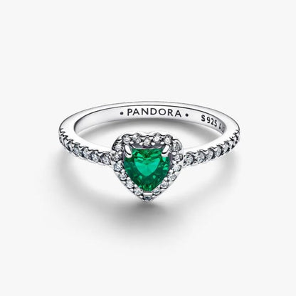 Anello Cuore in Rilievo Verde Scuro