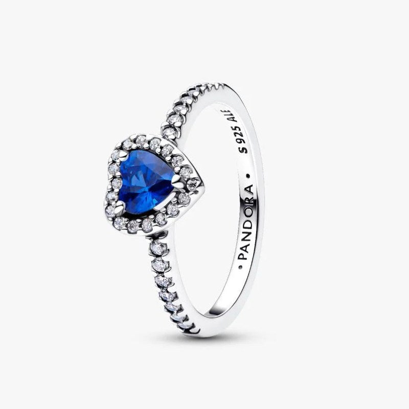 Anello Cuore in Rilievo Blu Intenso
