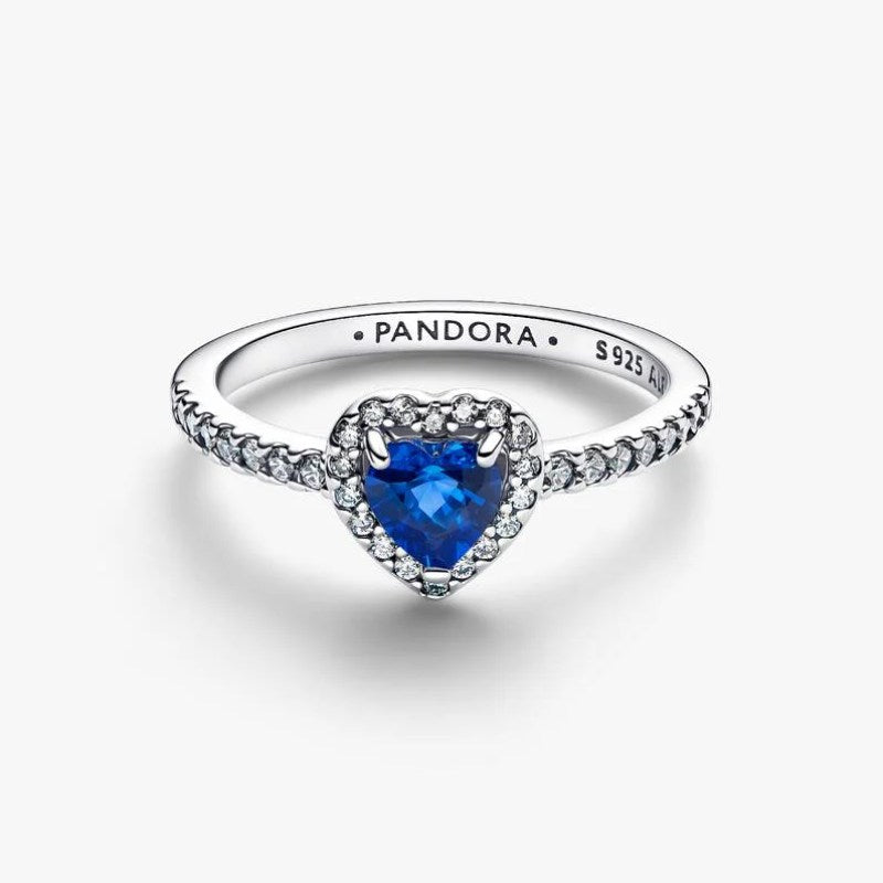 Anello Cuore in Rilievo Blu Intenso