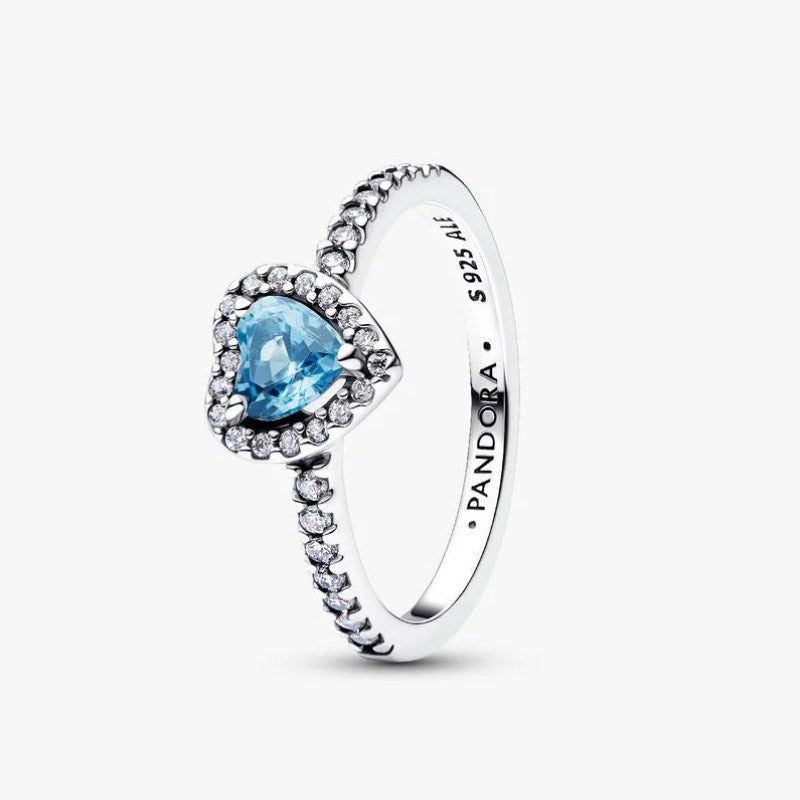 Anello Cuore in Rilievo Azzurro