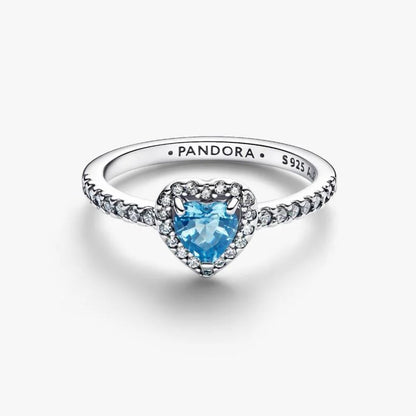 Anello Cuore in Rilievo Azzurro