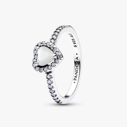 Anello Cuore in Rilievo Bianco