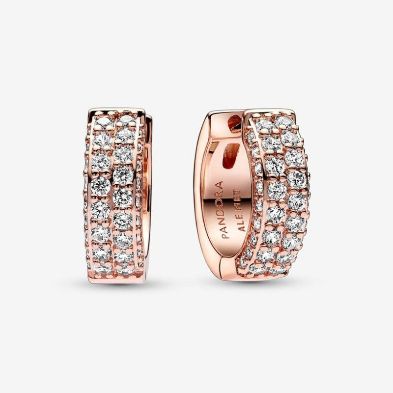 Pavè Hoop Earrings with Double Band