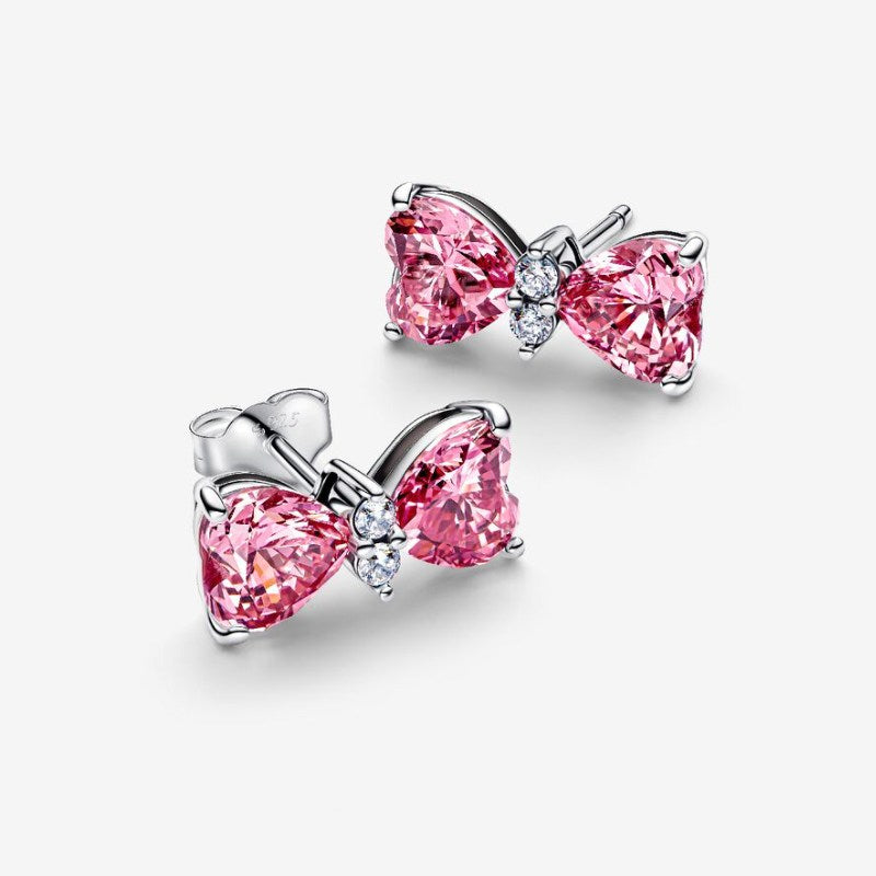 Orecchini Fiocco Luminoso Rosa Grande