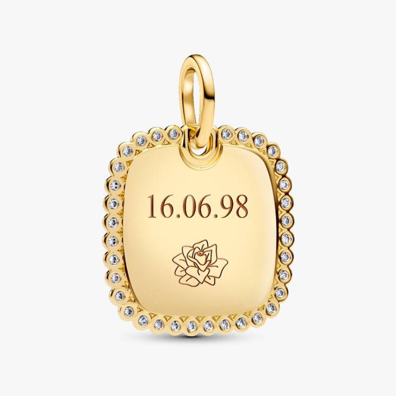 Charm Pendente Medaglia Quadrata Luminosa da incidere