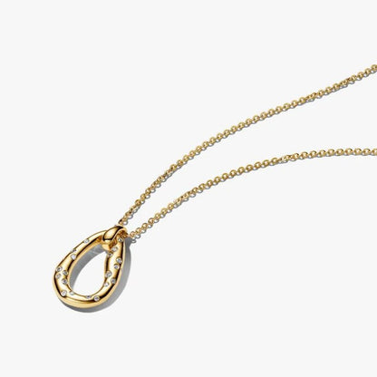 Collana Ovale Linea Sinuosa con Pietre Luminose