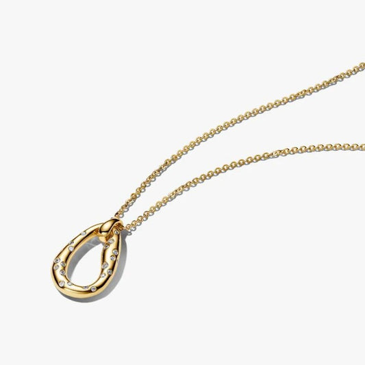 Collana Ovale Linea Sinuosa con Pietre Luminose