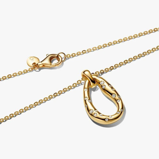 Collana Ovale Linea Sinuosa con Pietre Luminose