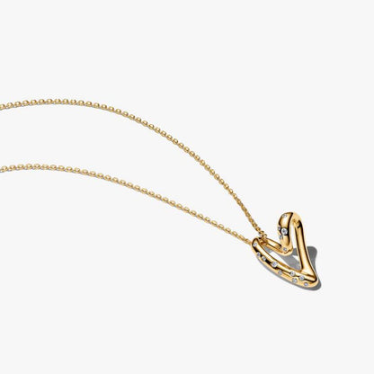 Collana Cuore Linea Sinuosa con Pietre Luminose