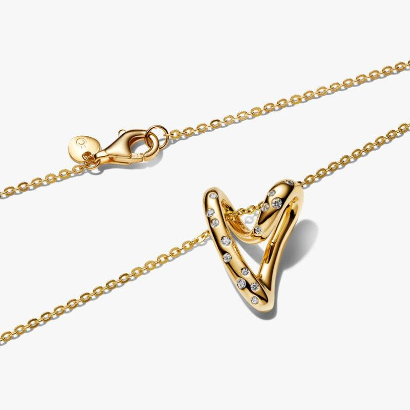 Collana Cuore Linea Sinuosa con Pietre Luminose