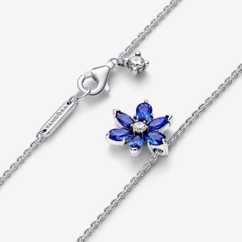 Blue Flower Herbarium Pendant Necklace