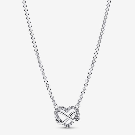 Infinity Heart Necklace with Luminous Stones