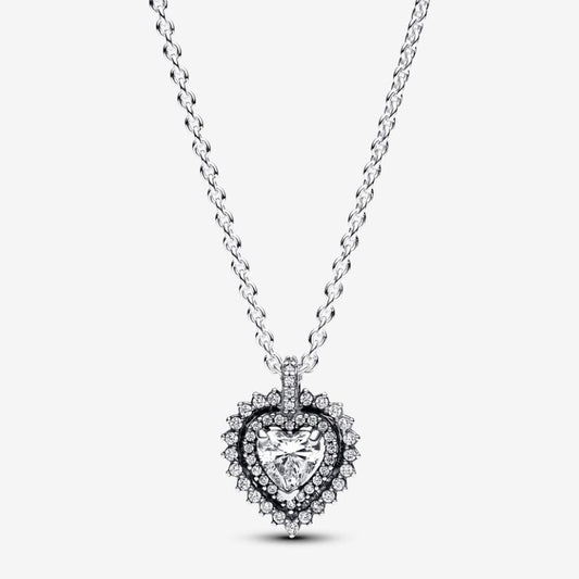 Light Point Heart and Pavé Necklace