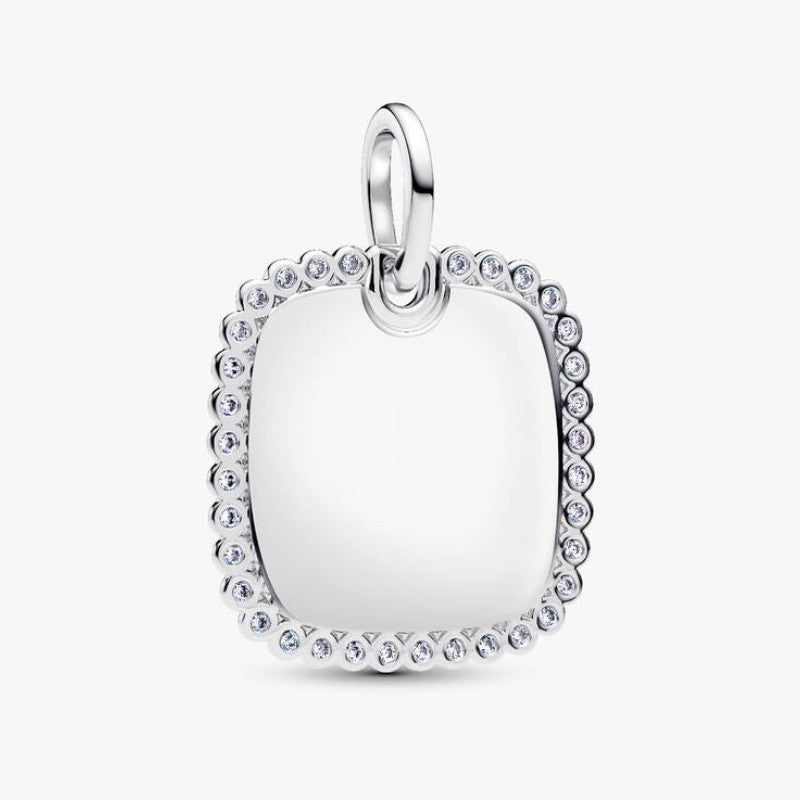 Charm Pendente Medaglia Quadrata Luminosa da incidere