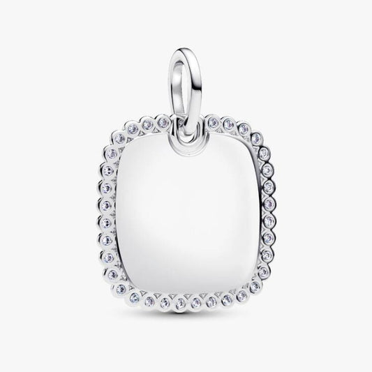 Charm Pendente Medaglia Quadrata Luminosa da incidere