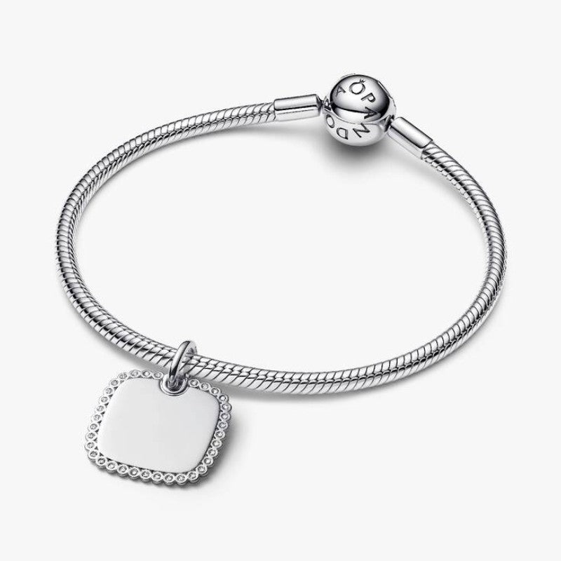 Charm Pendente Medaglia Quadrata Luminosa da incidere