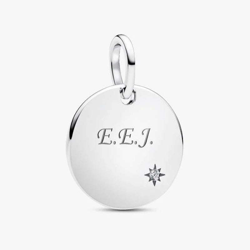 Charm Pendente Medaglia con diamante creato in laboratorio da incidere