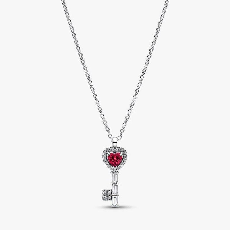 Collana Chiave con Cuore Rosso