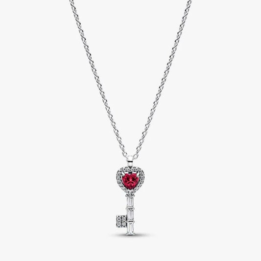 Collana Chiave con Cuore Rosso