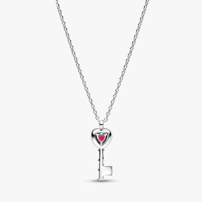 Collana Chiave con Cuore Rosso