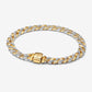 Bracciale Catena Maglia Cubana Bicolore con Pavè