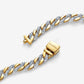Bracciale Catena Maglia Cubana Bicolore con Pavè