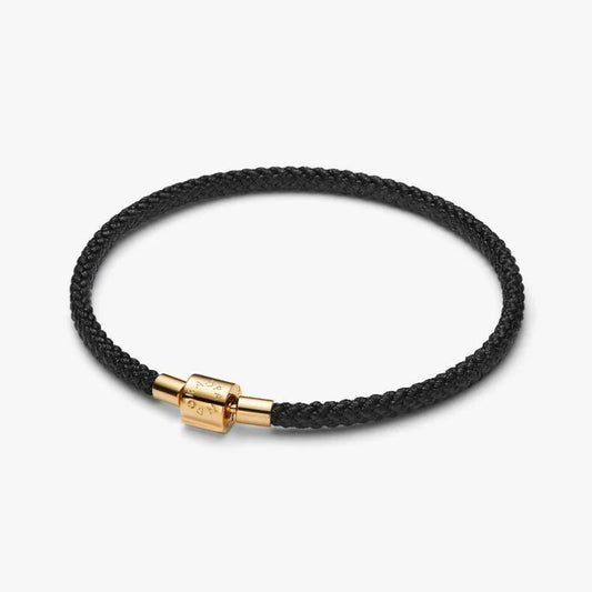 Bracciale in Corda Nera con Chiusura a Barile