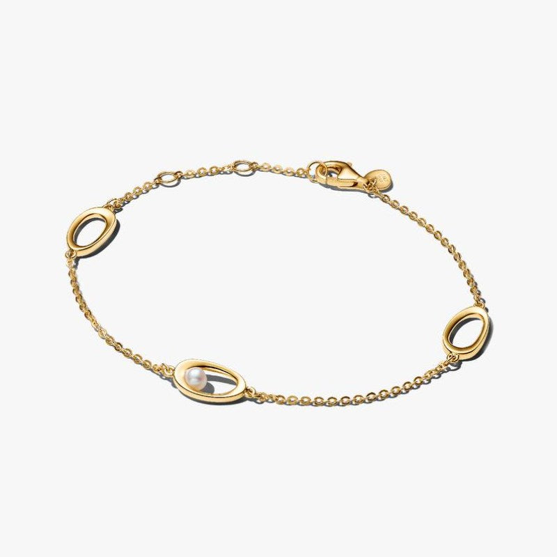 Bracciale Ovali Linea Sinuosa e Perla D'Acqua Dolce Coltivata