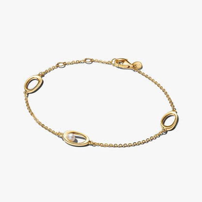 Bracciale Ovali Linea Sinuosa e Perla D'Acqua Dolce Coltivata