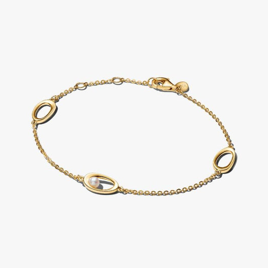 Bracciale Ovali Linea Sinuosa e Perla D'Acqua Dolce Coltivata