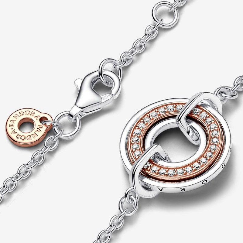 Two-tone Circle Bracelet with Logo and Pavè
