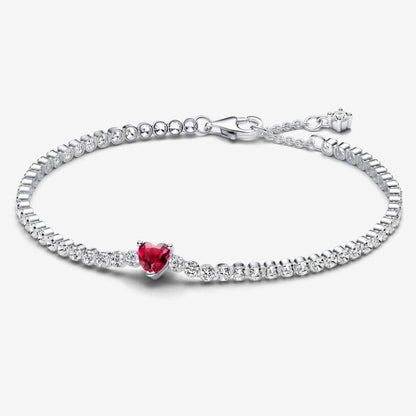 Bracciale Tennis con Cuore Rosso