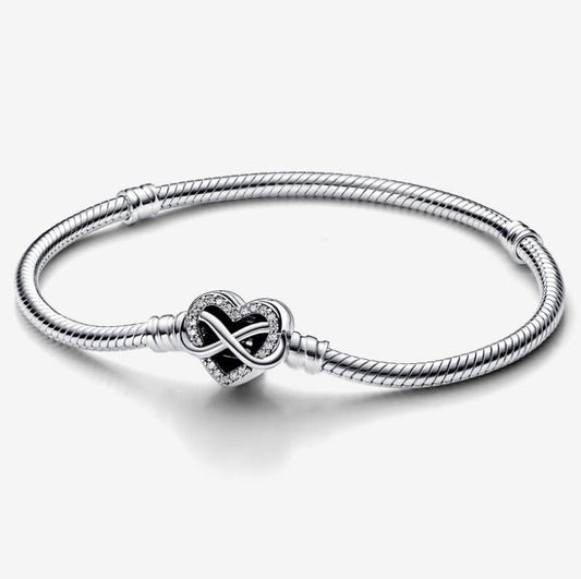 Bracelet with Infinity Heart Clasp and Luminous Stones