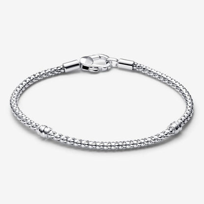 Bracciale Maglia Geometrica con Chiusura a Moschettone