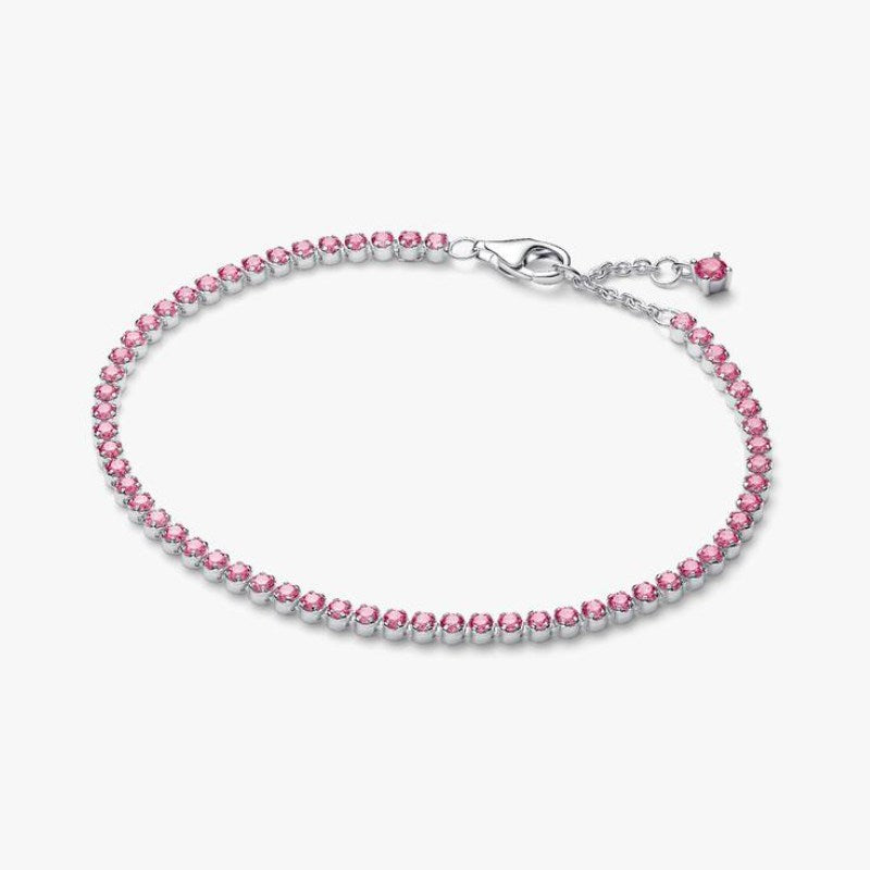 Bracciale Tennis con Pietre Rosa Piccole