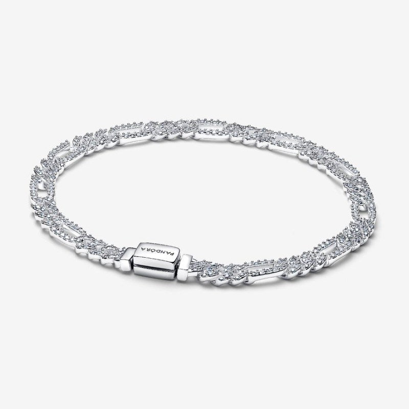 Bracciale Catena Maglia Cubana Pavè con Ovali