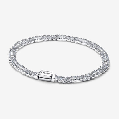 Bracciale Catena Maglia Cubana Pavè con Ovali