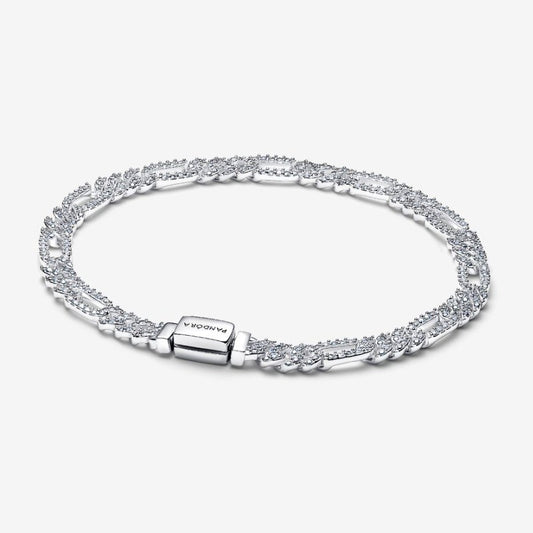 Bracciale Catena Maglia Cubana Pavè con Ovali