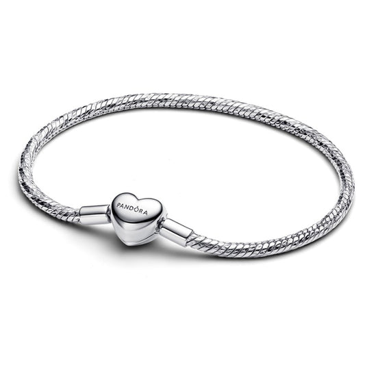 Bracciale Maglia Snake Sfaccettata con Chiusura a Cuore