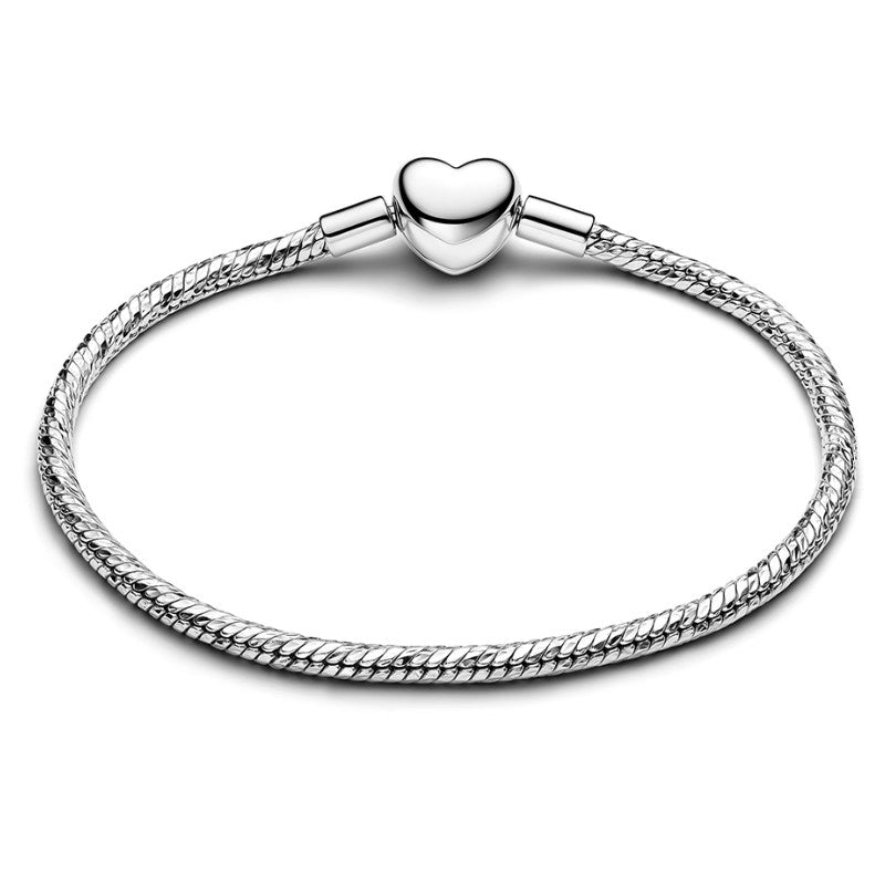 Bracciale Maglia Snake Sfaccettata con Chiusura a Cuore