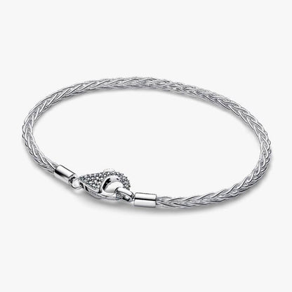 Bracciale Maglia Coda di Volpe con Chiusura Pavè Argento Sterling 925