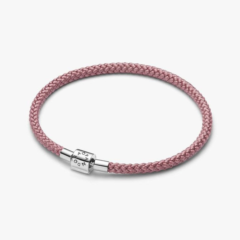 Bracciale in Corda Rosa con Chiusura a Barile