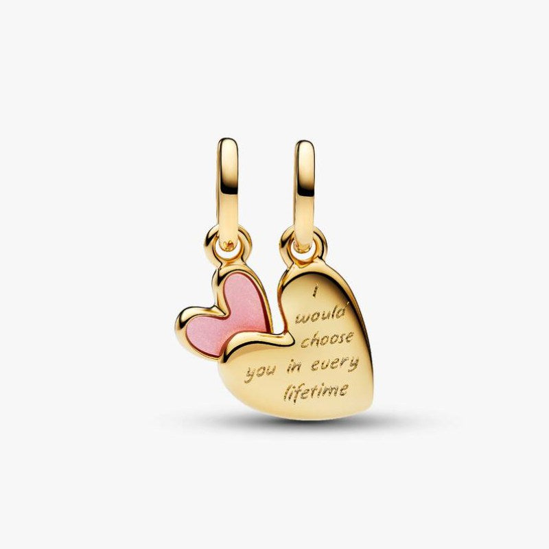 Charm Pendente Unione di Cuori Mamma e Figlia divisibile