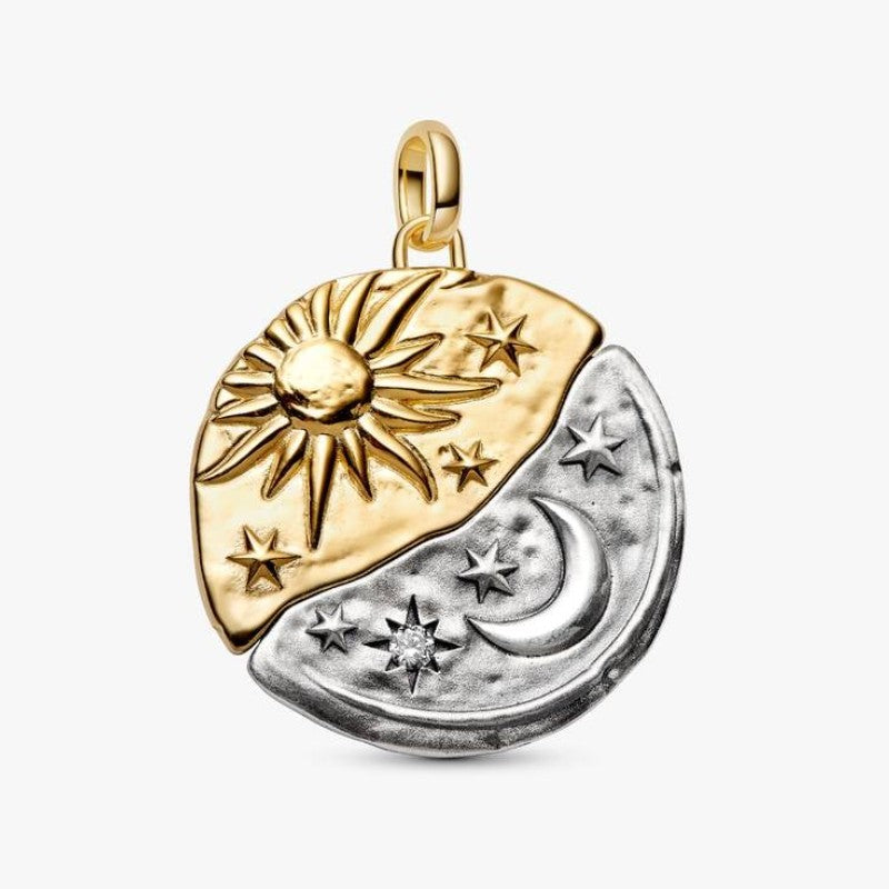 Charm Medallion XL Sole e Luna "Per Aspera Ad Astra"