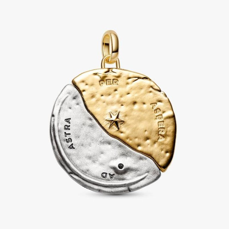 Charm Medallion XL Sole e Luna "Per Aspera Ad Astra"